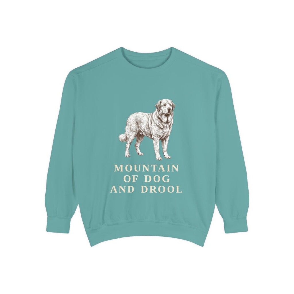 pyrenean-mastiff-sweatshirt-humor-seafoam Pyrenean Mastiff Humor Sweatshirt, Seafoam, front view