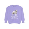 pyrenean-mastiff-sweatshirt-humor-violet Pyrenean Mastiff Humor Sweatshirt, Violet, front view