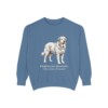 Pyrenean Mastiff Latin Sweatshirt, Blue Jean, front view