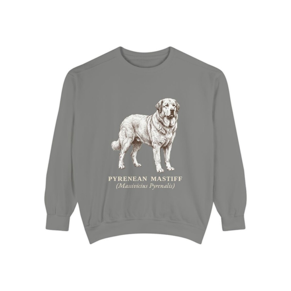 Pyrenean Mastiff Latin Sweatshirt, Grey, front view