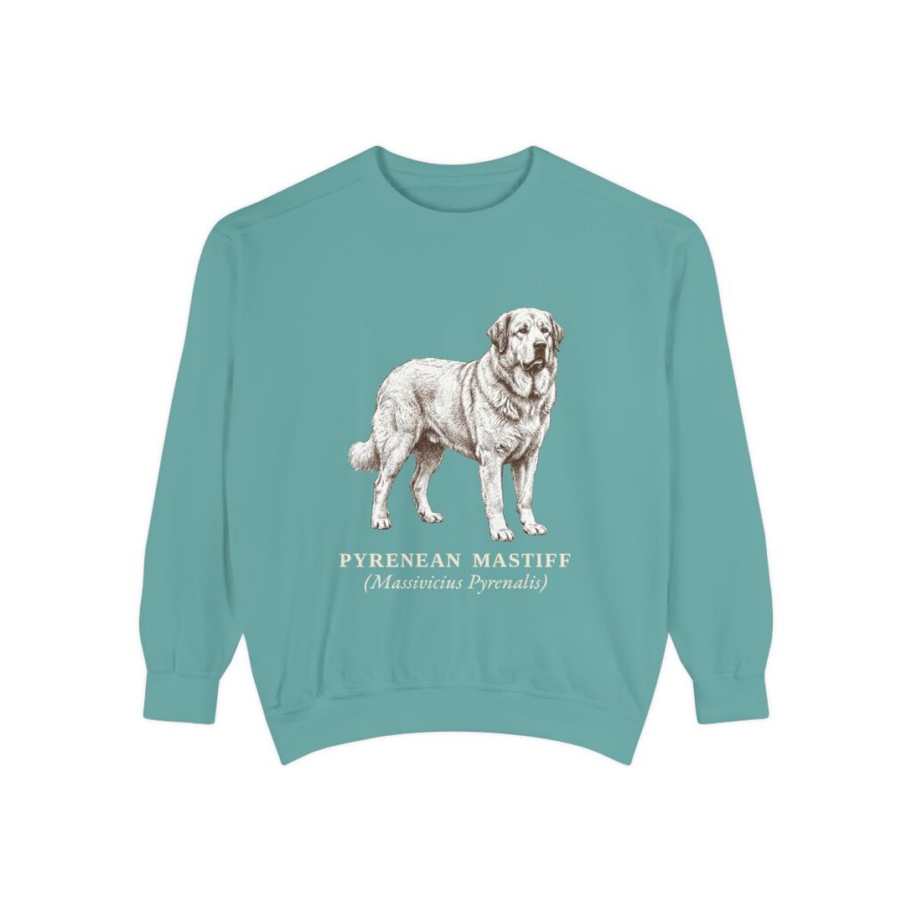 Pyrenean Mastiff Latin Sweatshirt, Seafoam, front view