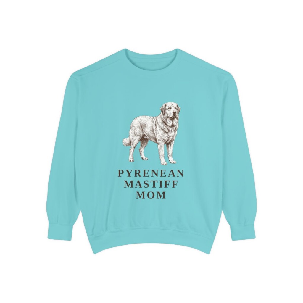 Pyrenean Mastiff Mom Sweatshirt, Chalky Mint, front view