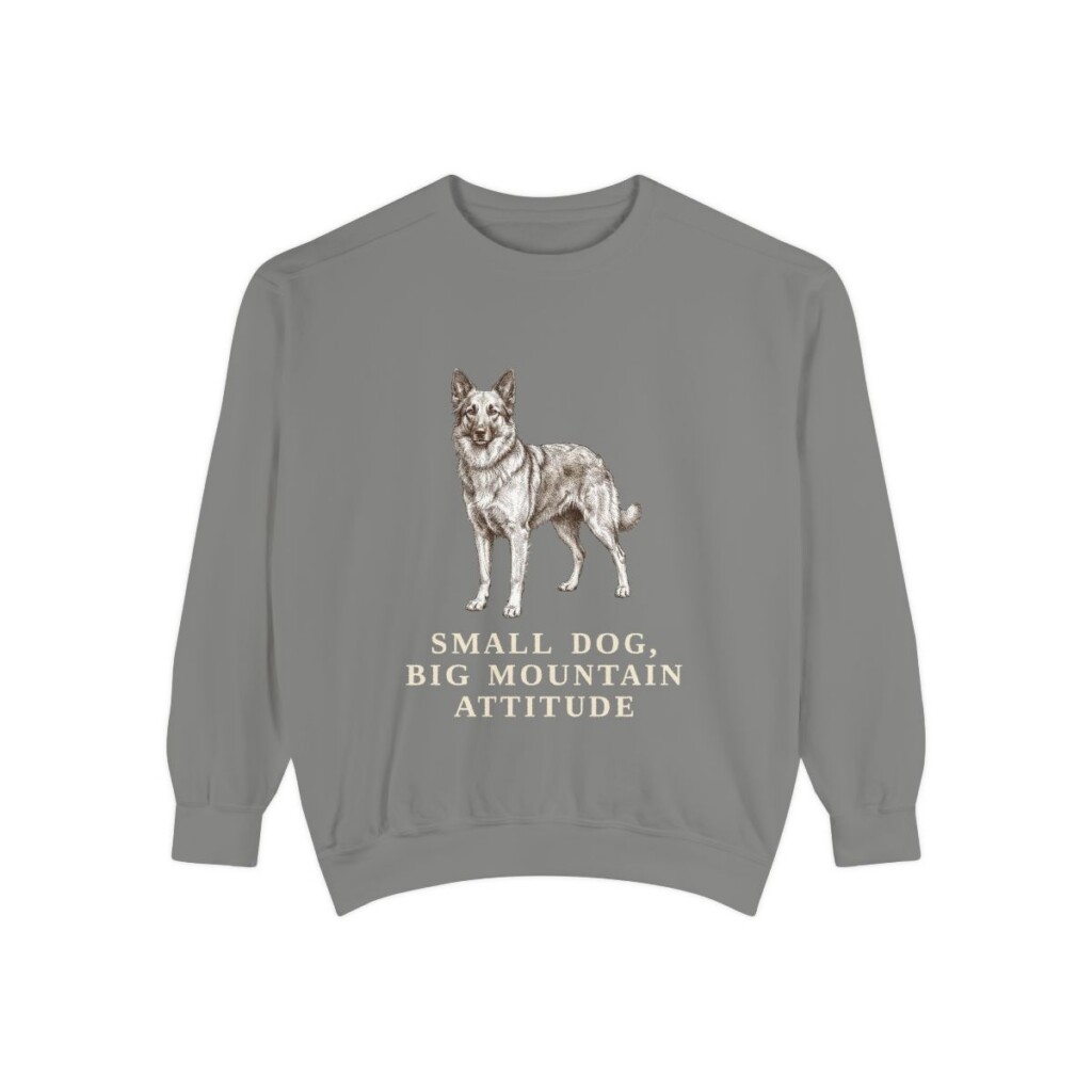 pyrenean-shepherd-sweatshirt-humor-grey Pyrenean Shepherd Humor Sweatshirt, Grey, front view