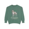 pyrenean-shepherd-sweatshirt-humor-light-green Pyrenean Shepherd Humor Sweatshirt, Light Green, front view