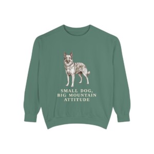 Pyrenean Shepherd Humor Sweatshirt, Light Green, front view