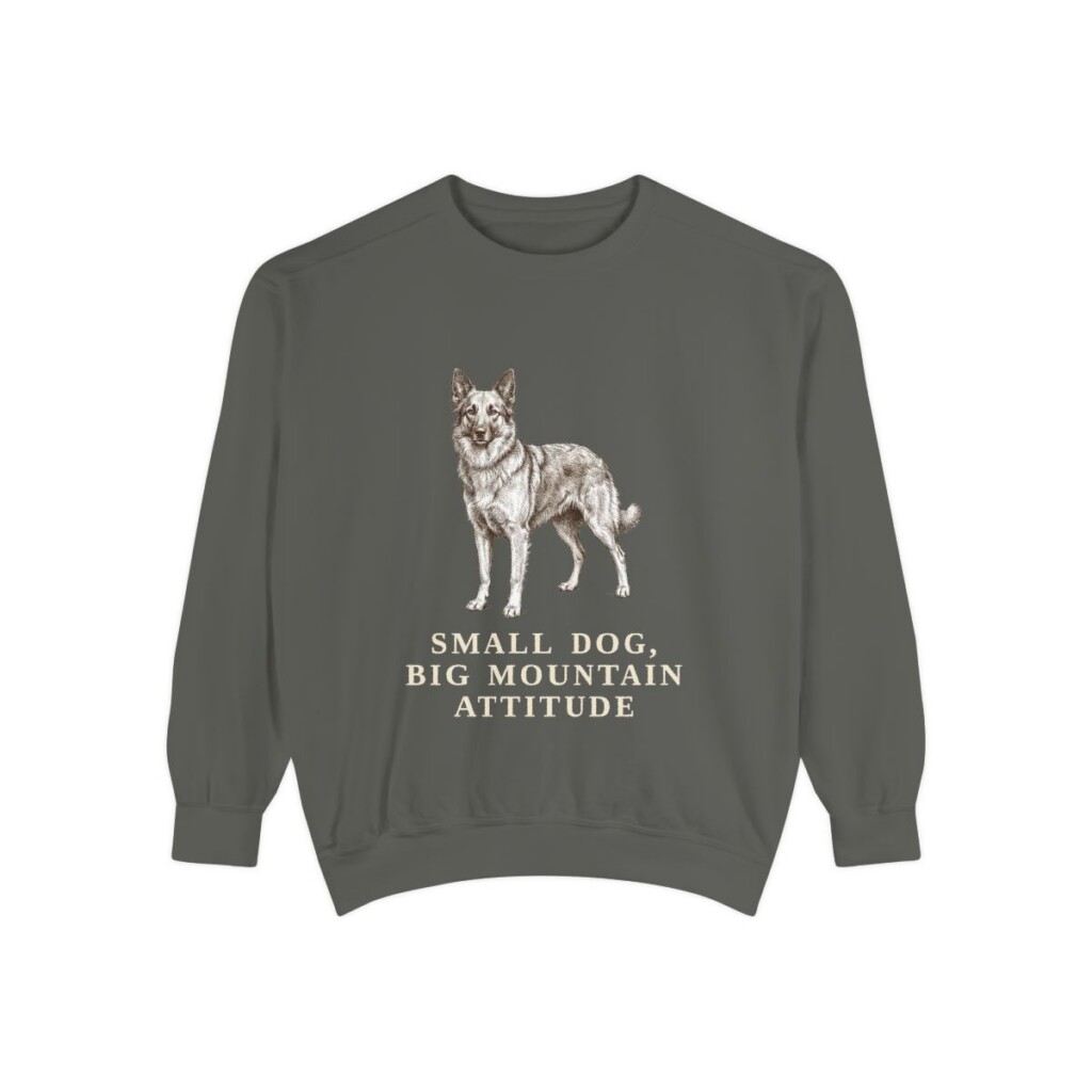 pyrenean-shepherd-sweatshirt-humor-pepper Pyrenean Shepherd Humor Sweatshirt, Pepper, front view