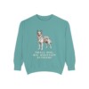 pyrenean-shepherd-sweatshirt-humor-seafoam Pyrenean Shepherd Humor Sweatshirt, Seafoam, front view