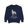 pyrenean-shepherd-sweatshirt-humor-true-navy Pyrenean Shepherd Humor Sweatshirt, True Navy, front view