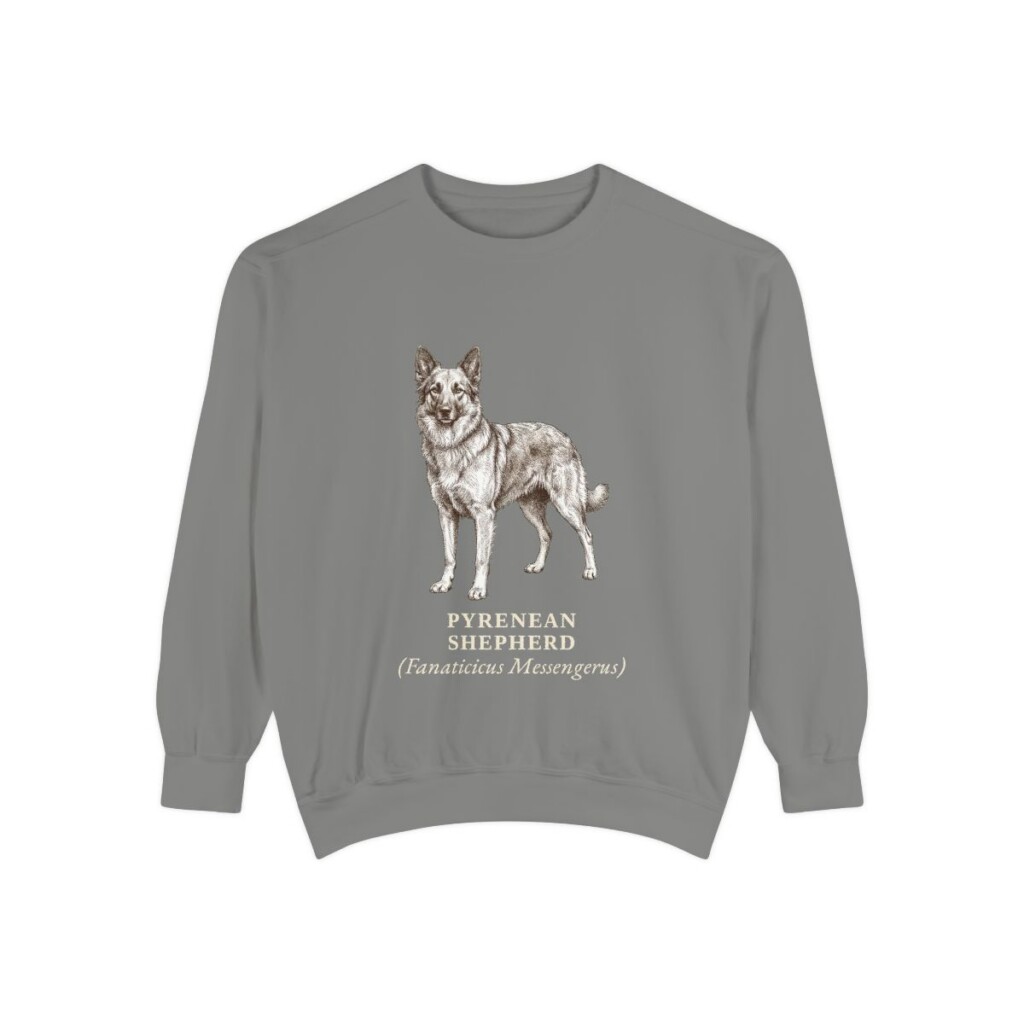 Pyrenean Shepherd Latin Sweatshirt, Grey, front view