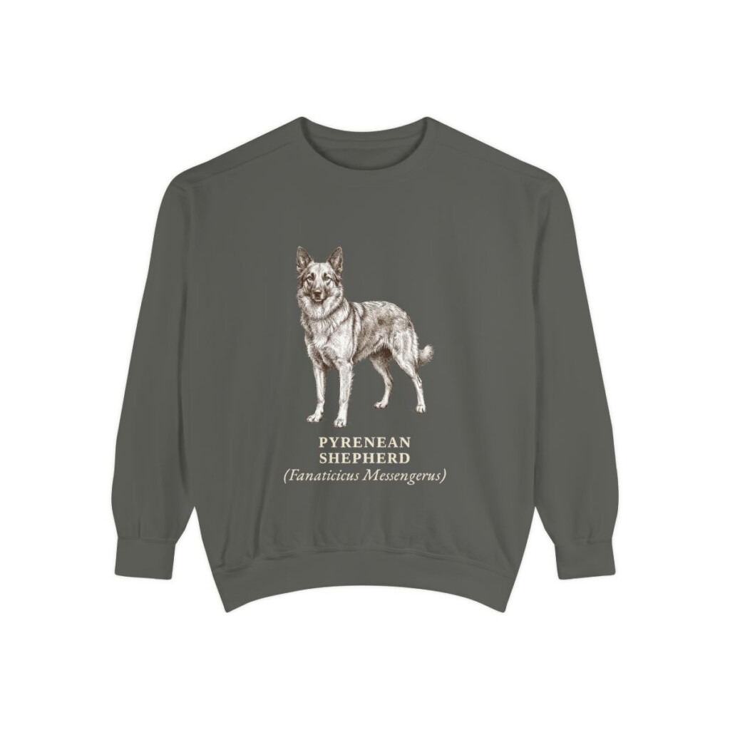 Pyrenean Shepherd Latin Sweatshirt, Pepper, front view