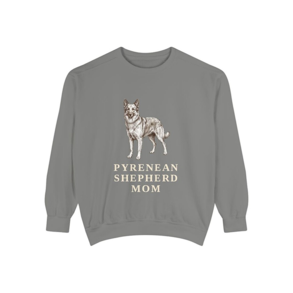 Pyrenean Shepherd Mom Sweatshirt, Grey, front view