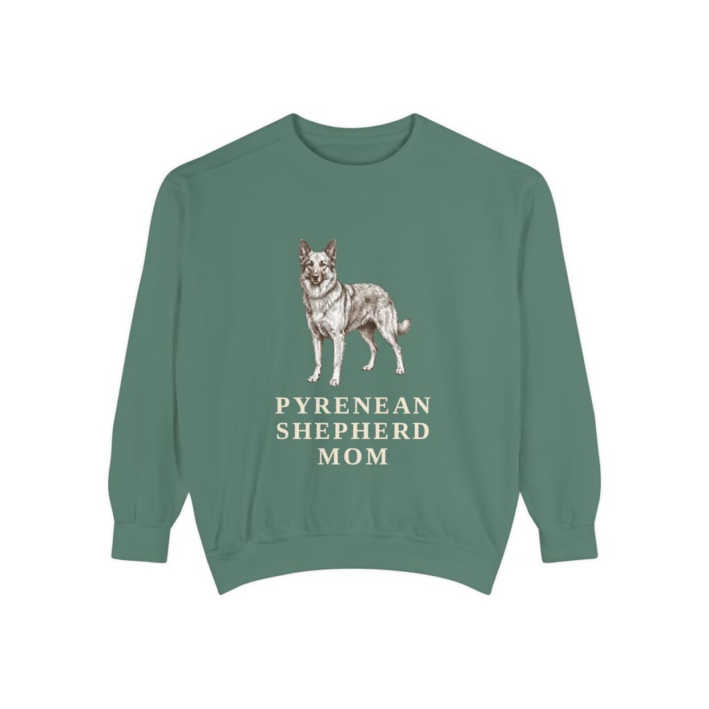Pyrenean Shepherd Mom Sweatshirt, Light Green, front view