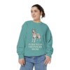 Pyrenean Shepherd Mom Sweatshirt, Seafoam, person 2 front