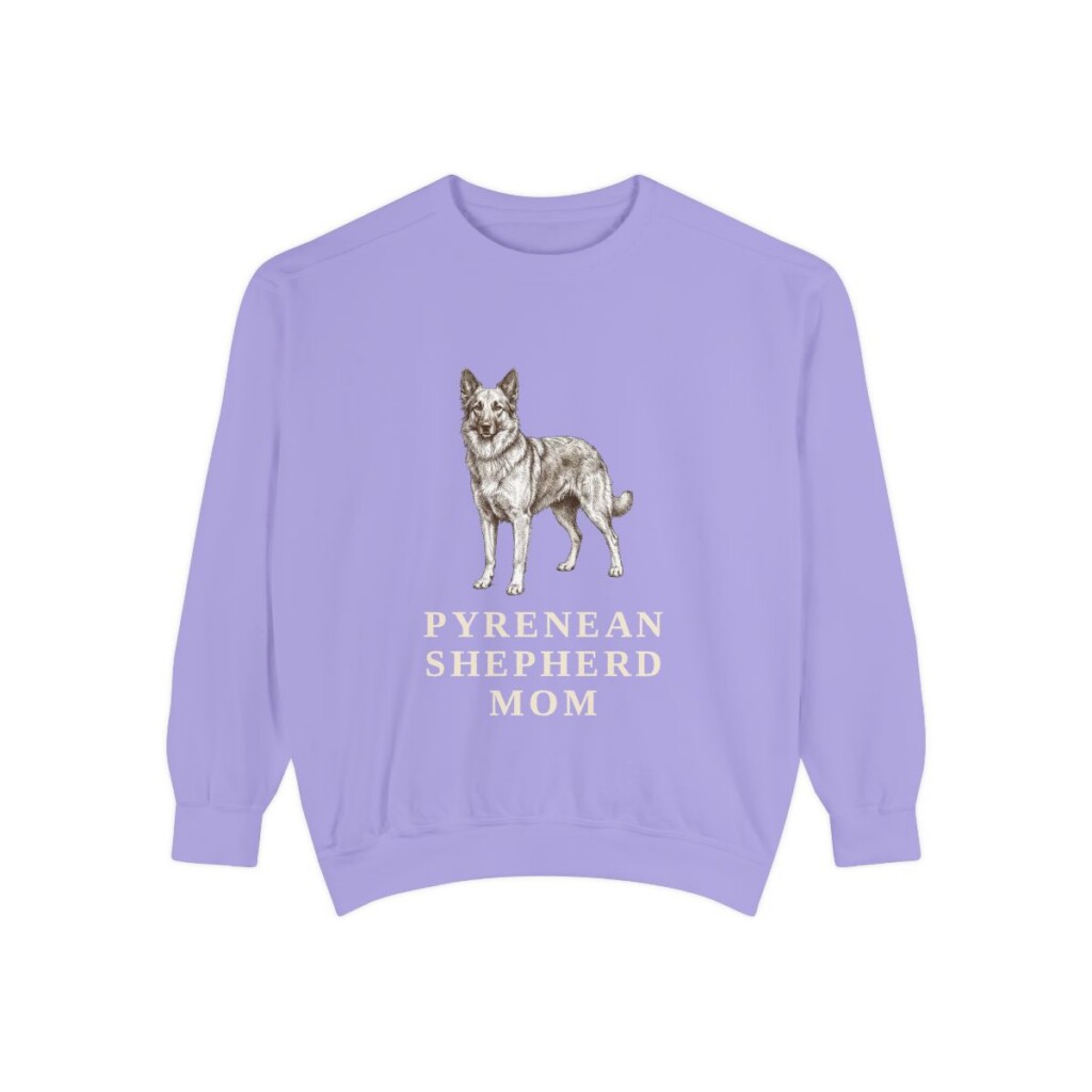 Pyrenean Shepherd Mom Sweatshirt, Violet, front view