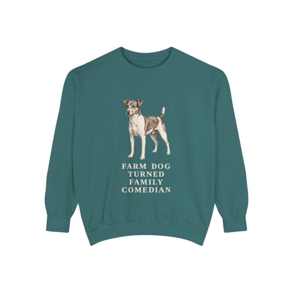 Rat Terrier Humor Sweatshirt, Blue Spruce, front view