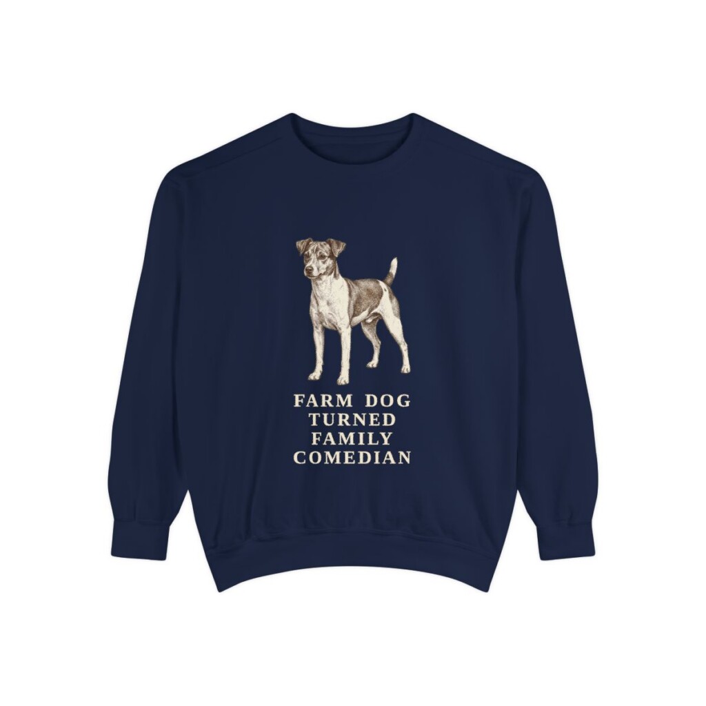 Rat Terrier Humor Sweatshirt, True Navy, front view