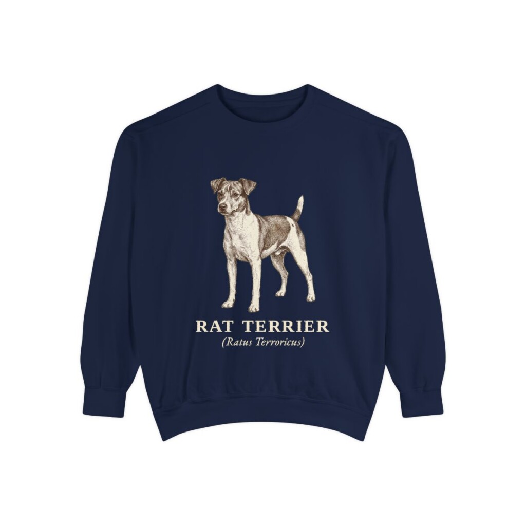 Rat Terrier Latin Sweatshirt, True Navy, front view