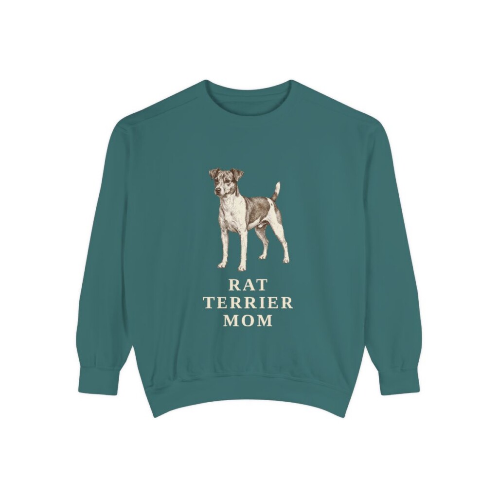 Rat Terrier Mom Sweatshirt, Blue Spruce, front view