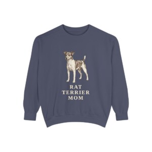 rat-terrier-sweatshirt-mom-denim Rat Terrier Mom Sweatshirt, Denim, front view