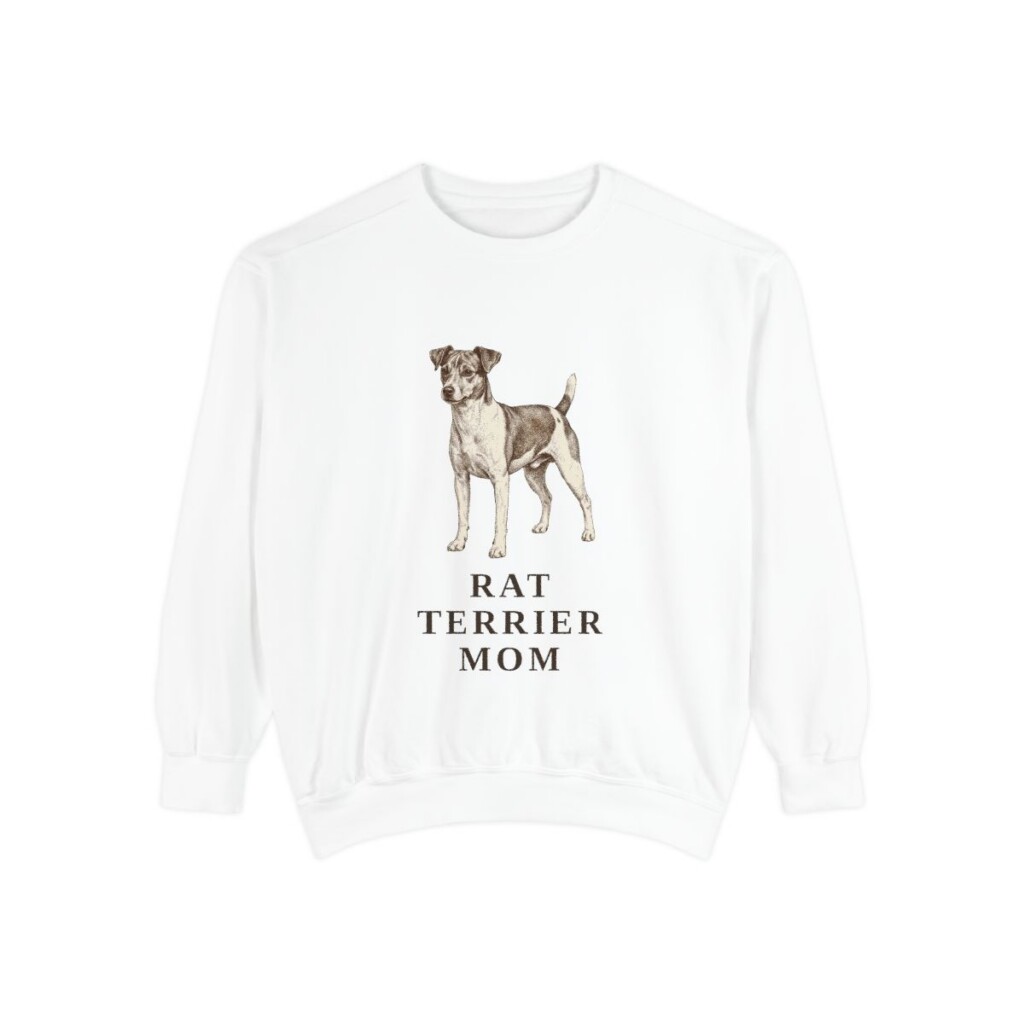 Rat Terrier Mom Sweatshirt, White, front view