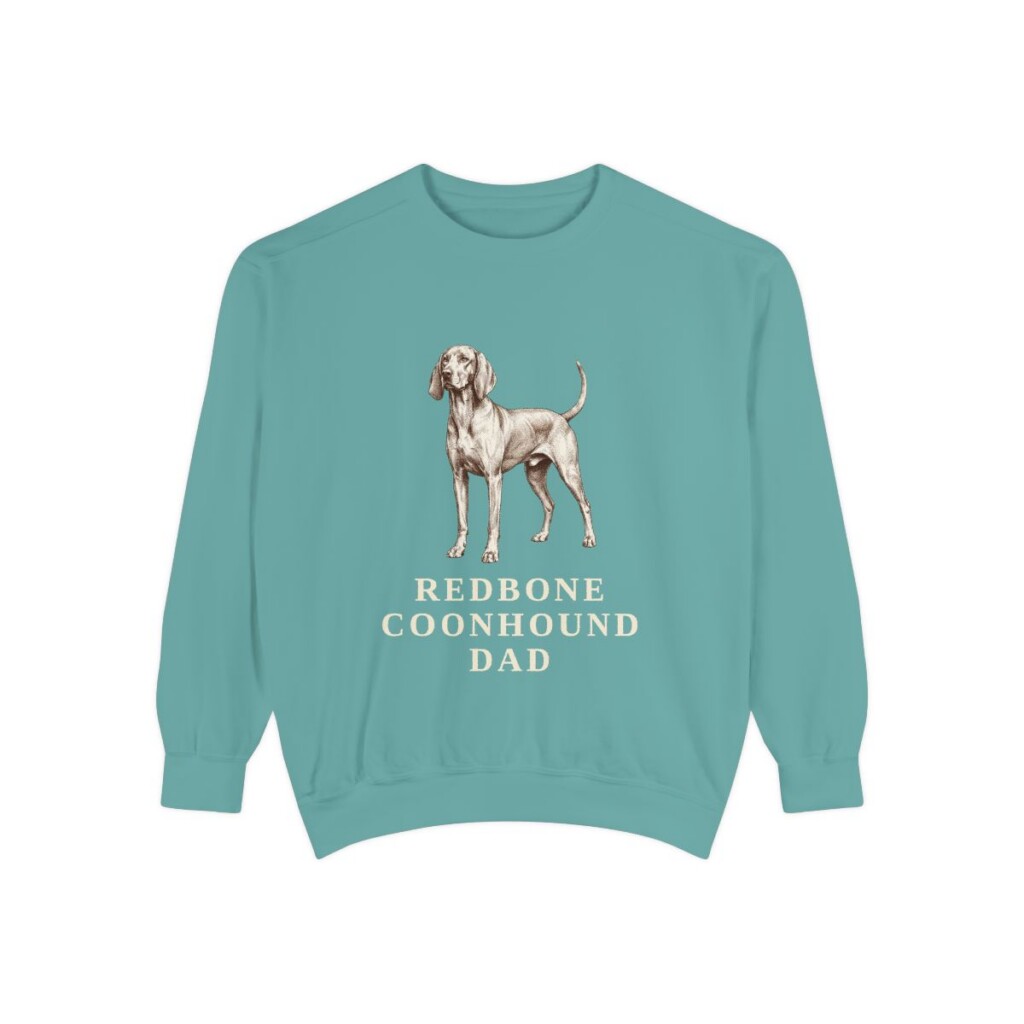 Redbone Coonhound Dad Sweatshirt, Seafoam, front view