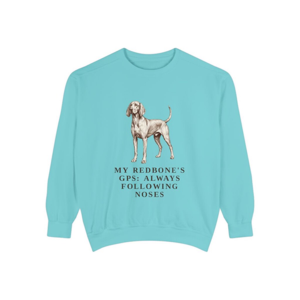 Redbone Coonhound Humor Sweatshirt, Chalky Mint, front view