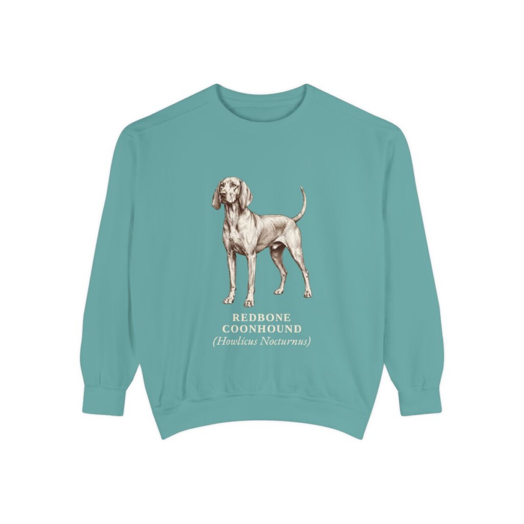 redbone-coonhound-sweatshirt-latin-seafoam Redbone Coonhound Latin Sweatshirt, Seafoam, front view