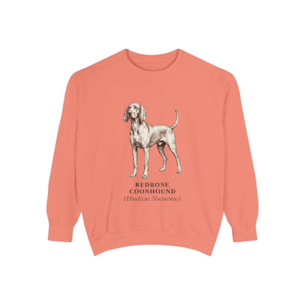 redbone-coonhound-sweatshirt-latin-terracotta Redbone Coonhound Latin Sweatshirt, Terracotta, front view
