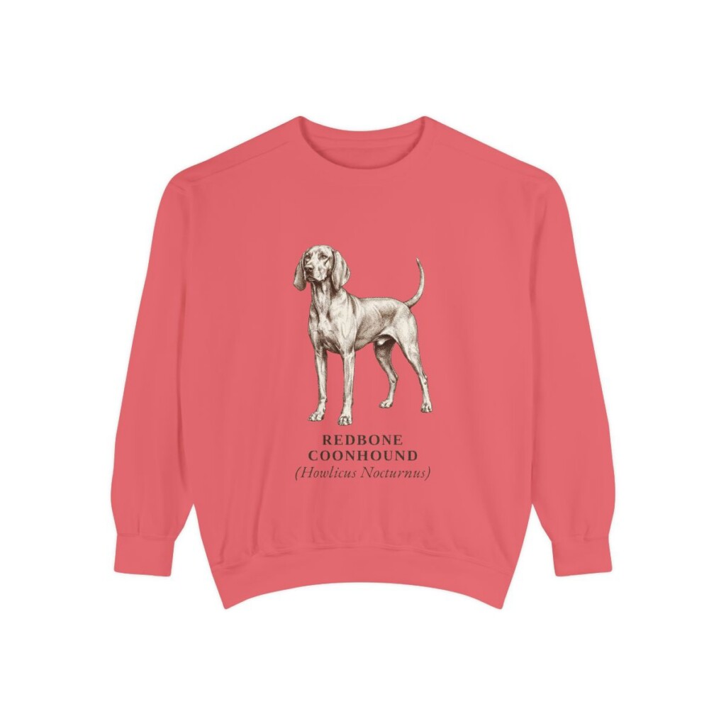 redbone-coonhound-sweatshirt-latin-watermelon Redbone Coonhound Latin Sweatshirt, Watermelon, front view