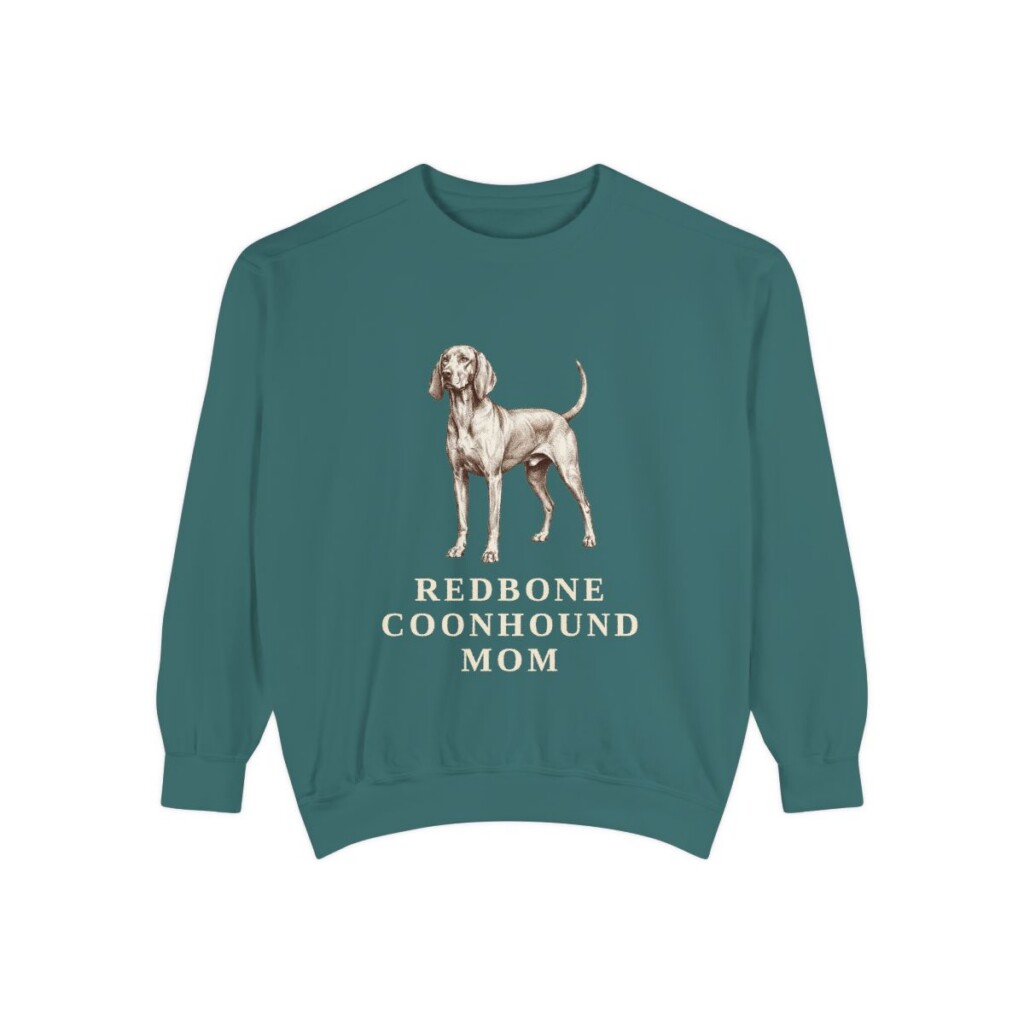 Redbone Coonhound Mom Sweatshirt, Blue Spruce, front view