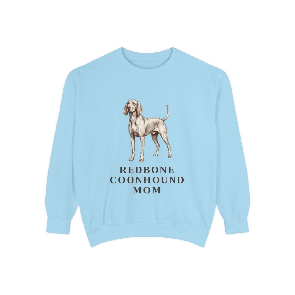 Redbone Coonhound Mom Sweatshirt, Chambray, front view