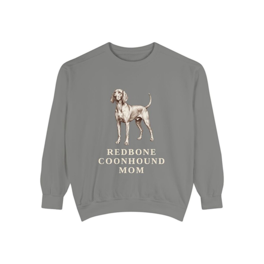 Redbone Coonhound Mom Sweatshirt, Grey, front view