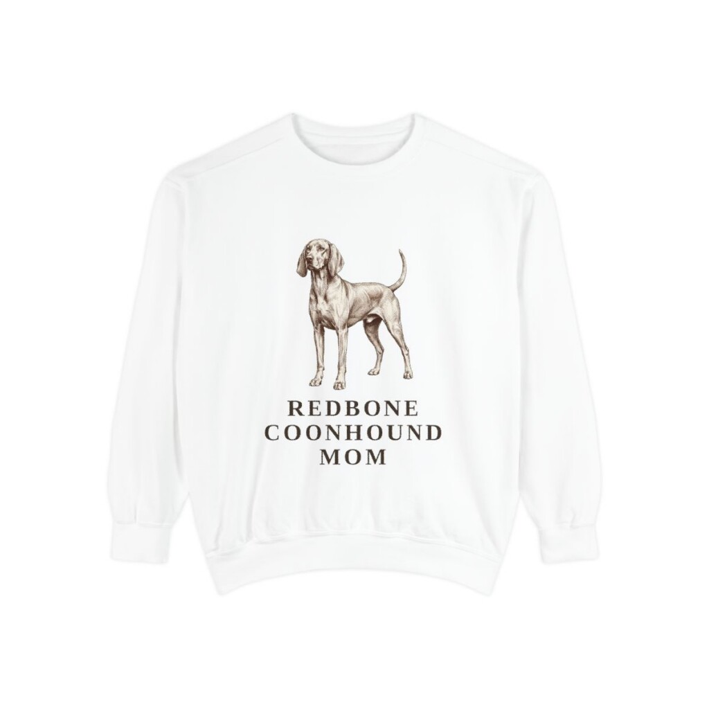 Redbone Coonhound Mom Sweatshirt, White, front view