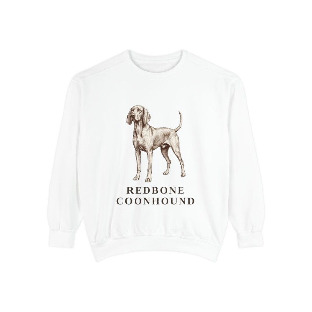 Redbone Coonhound Sweatshirt, White, front view