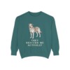 rescue-dog-sweatshirt-humor-blue-spruce Rescue Dog Humor Sweatshirt, Blue Spruce, front view