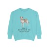 rescue-dog-sweatshirt-humor-chalky-mint Rescue Dog Humor Sweatshirt, Chalky Mint, front view