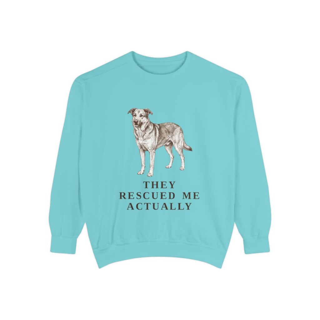 rescue-dog-sweatshirt-humor-chalky-mint Rescue Dog Humor Sweatshirt, Chalky Mint, front view
