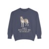 rescue-dog-sweatshirt-humor-denim Rescue Dog Humor Sweatshirt, Denim, front view
