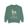 rescue-dog-sweatshirt-humor-light-green Rescue Dog Humor Sweatshirt, Light Green, front view
