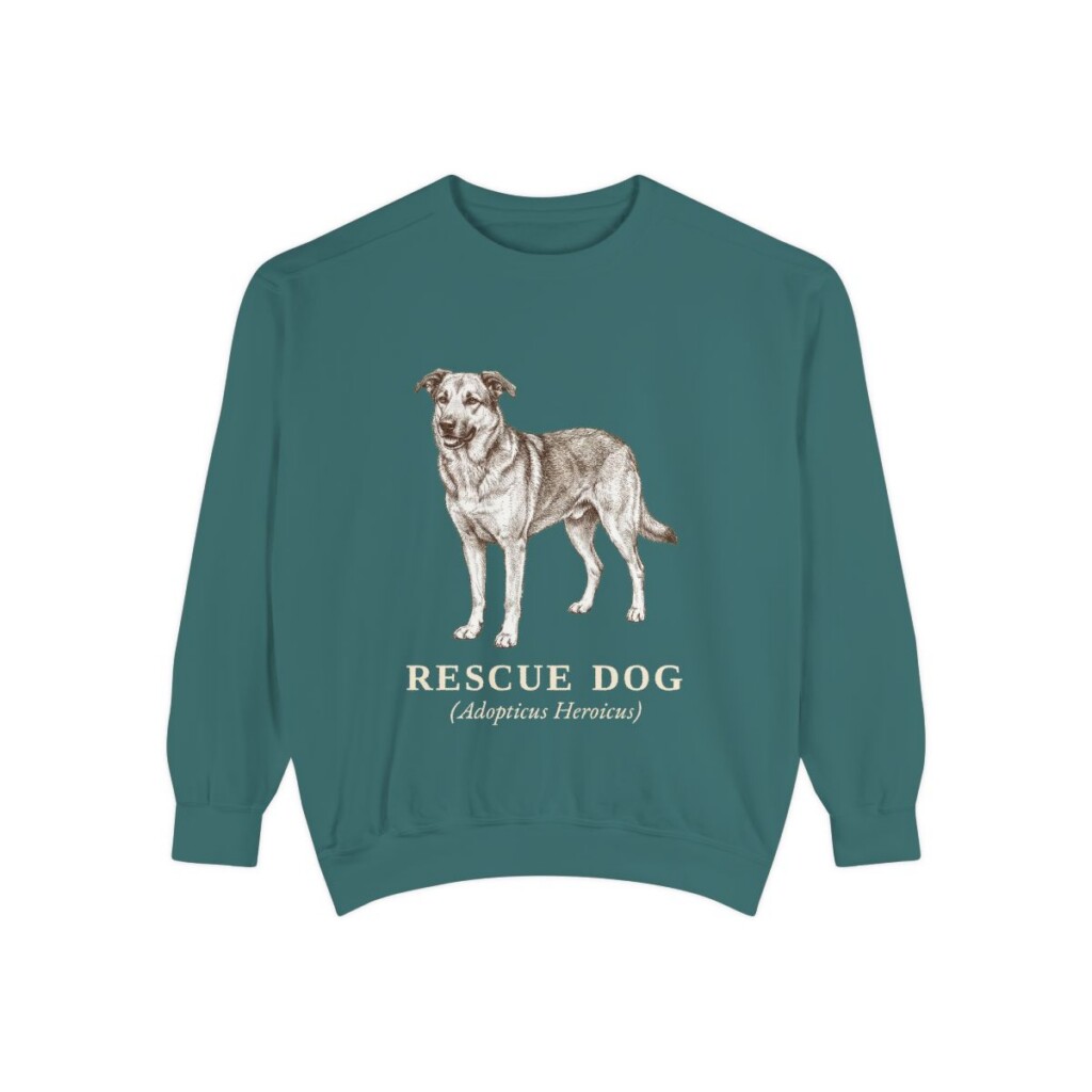 Rescue Dog Latin Sweatshirt, Blue Spruce, front view