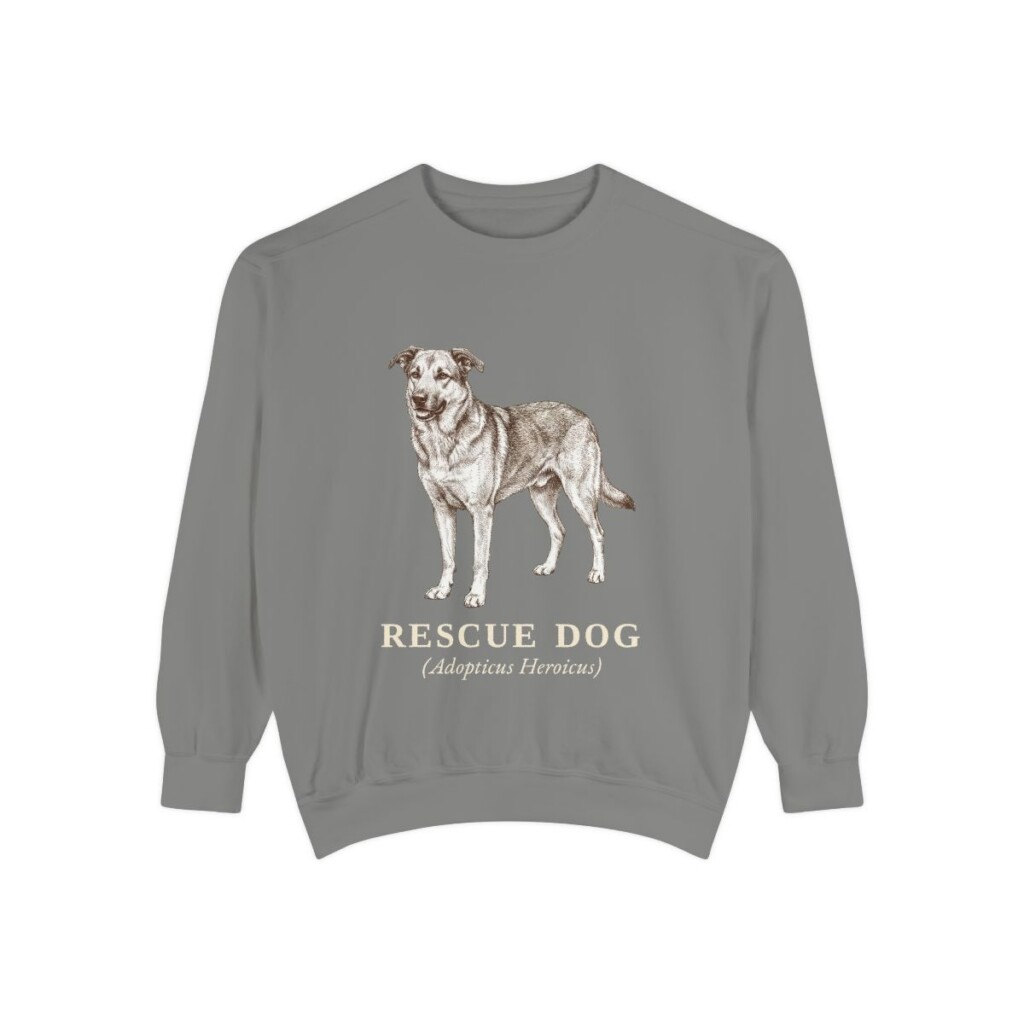 Rescue Dog Latin Sweatshirt, Grey, front view