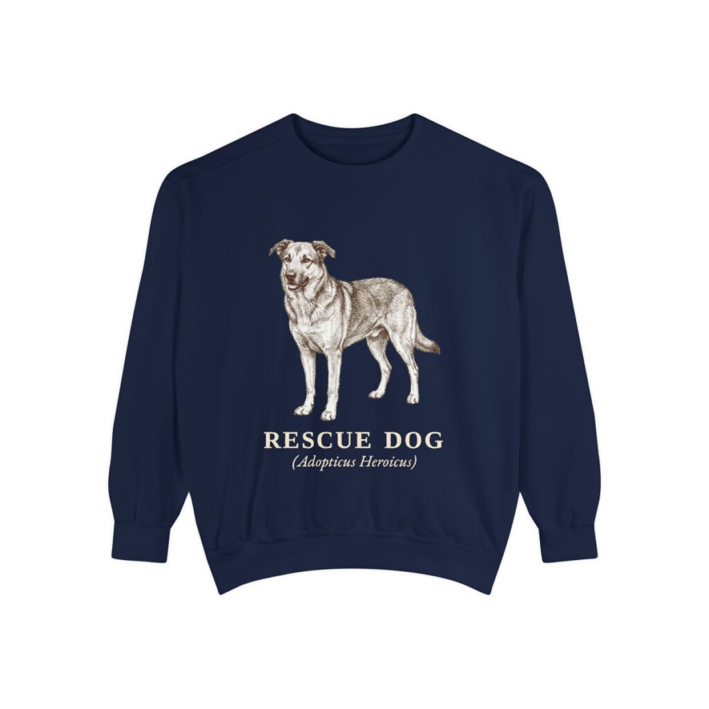 Rescue Dog Latin Sweatshirt, True Navy, front view