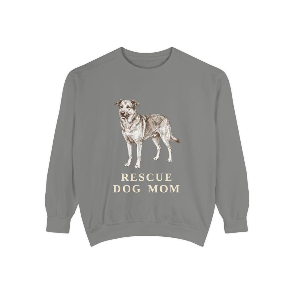 Rescue Dog Mom Sweatshirt, Grey, front view