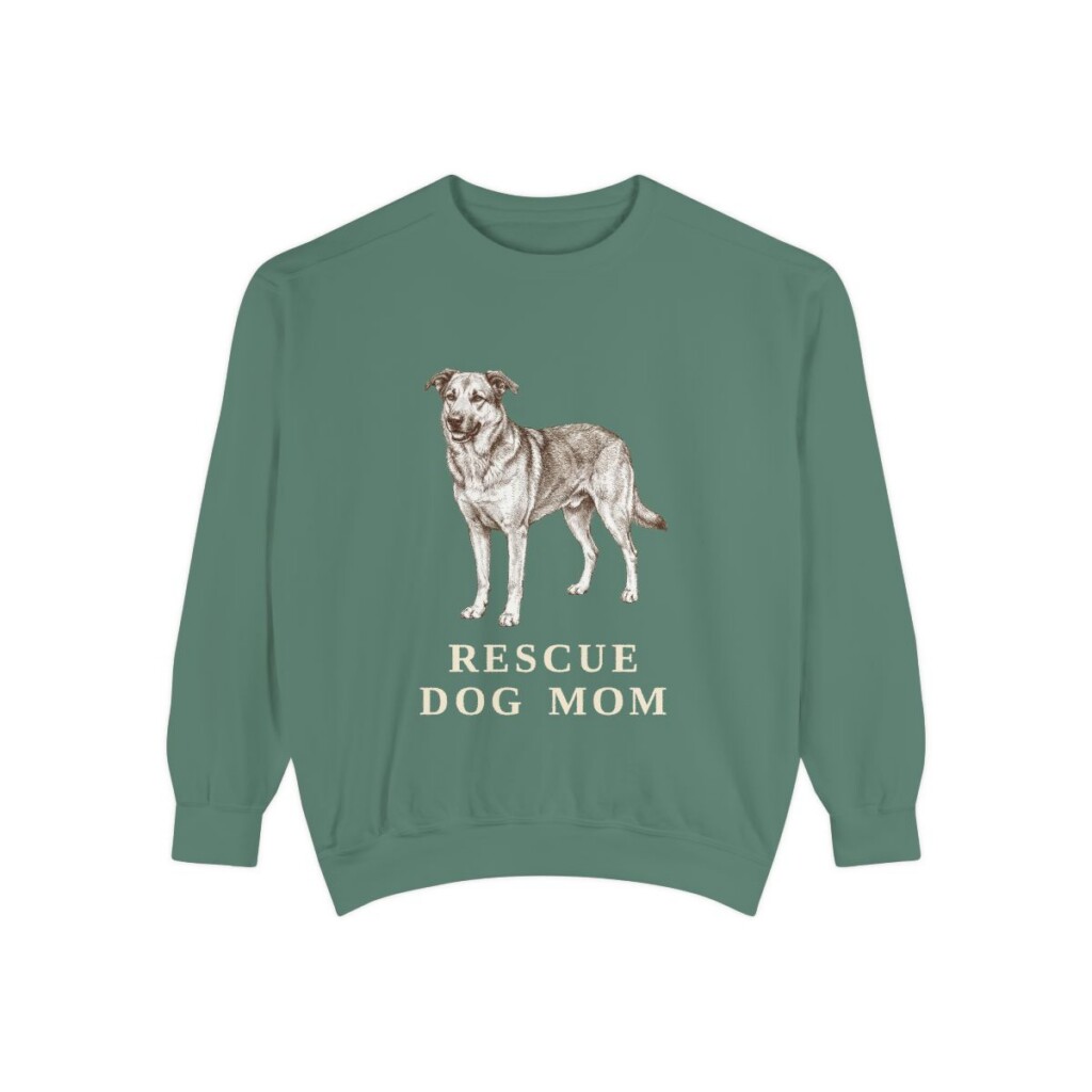 Rescue Dog Mom Sweatshirt, Light Green, front view