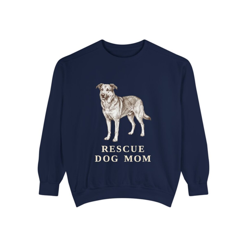 Rescue Dog Mom Sweatshirt, True Navy, front view