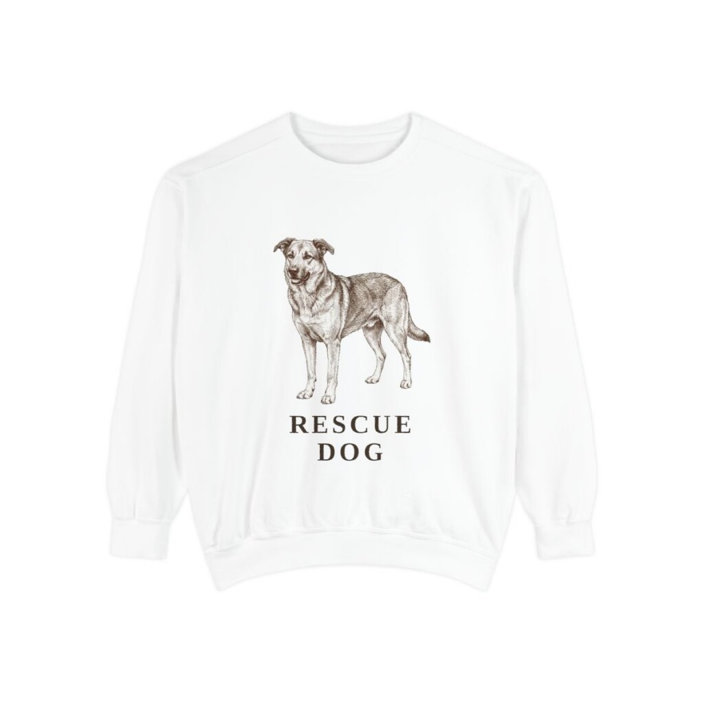 Rescue Dog Sweatshirt, White, front view