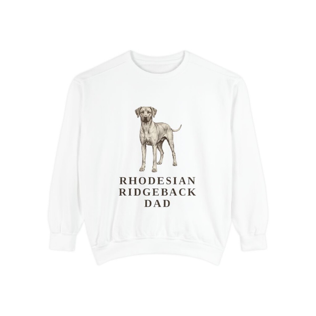 Rhodesian Ridgeback Dad Sweatshirt, White, front view