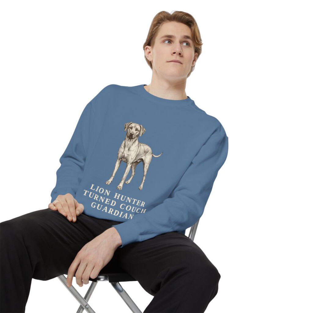 Rhodesian Ridgeback Humor Sweatshirt, Blue Jean, person 1 context