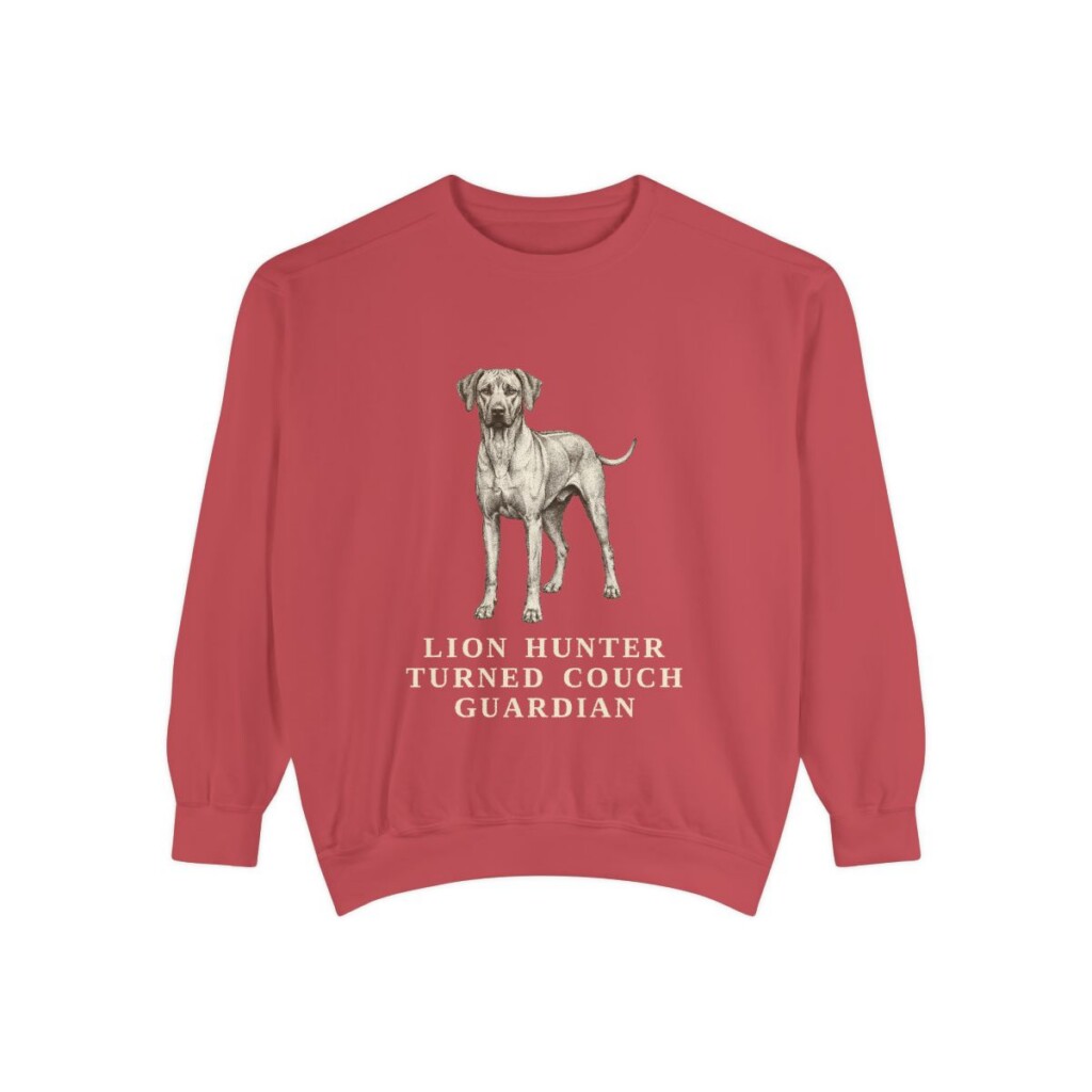 Rhodesian Ridgeback Humor Sweatshirt, Crimson, front view