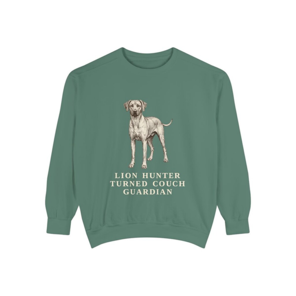 Rhodesian Ridgeback Humor Sweatshirt, Light Green, front view
